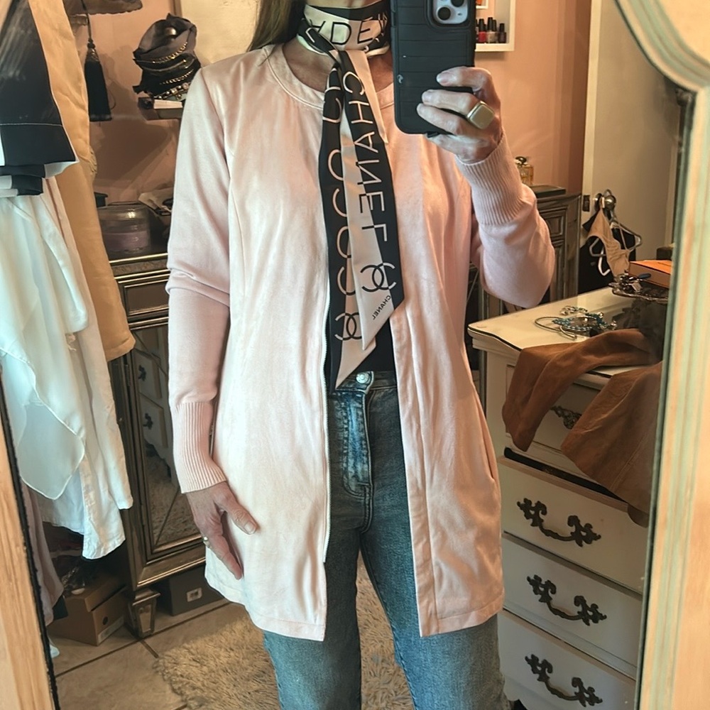 Pink faux suede jacket